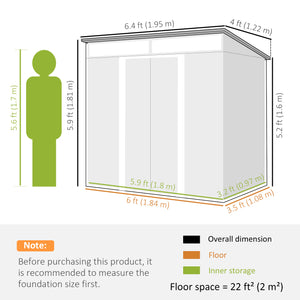 Abri de jardin en métal galvanisé avec kit de fondation, gris