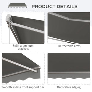 Store pare-soleil rétractable électrique 13' x 10' avec télécommande pour terrasse, gris clair