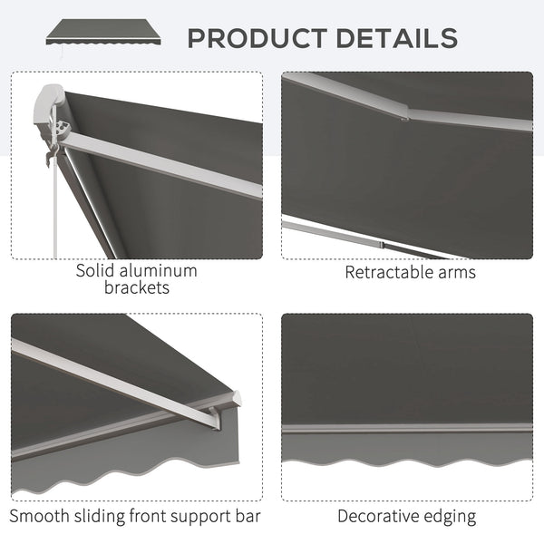 Store pare-soleil rétractable électrique 13' x 10' avec télécommande pour terrasse, gris clair