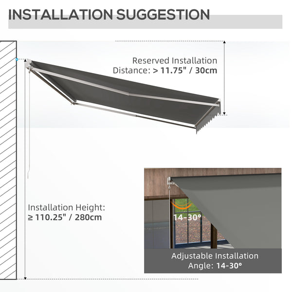 Store pare-soleil rétractable électrique 13' x 10' avec télécommande pour terrasse, gris clair