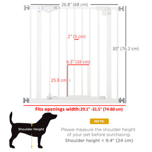 Barrière pour animaux extra large à fixation par pression avec chatière, blanche