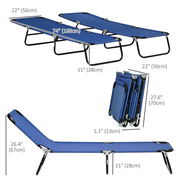 Ensemble de 2 chaises longues pliantes avec dossier inclinable, bleues