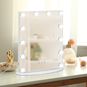 Lighted Makeup Mirror with 12 Dimmable LED Bulbs, White