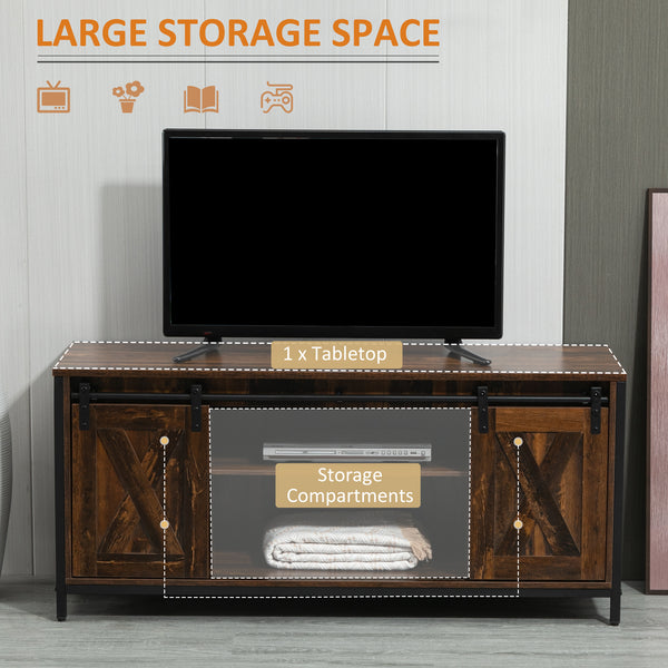 Meuble TV industriel pour téléviseurs jusqu'à 60 pouces avec rangement, marron