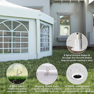 16' x 22' Wedding Event Party Tent High Peak Octagonal Outdoor Gazebo Canopy with Removable Walls White