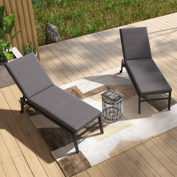 Lot de 2 coussins de dossier et d'assise de rechange pour chaise de patio avec attaches, gris