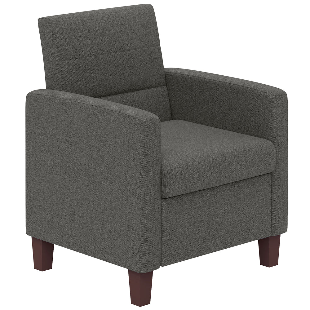 Fauteuil en tissu avec coussin d'assise et patins antidérapants, gris foncé