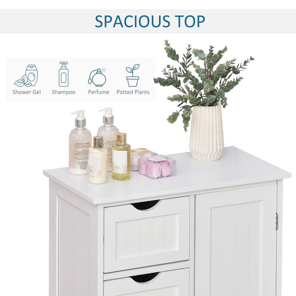 Bathroom storage cabinet with adjustable shelf and 4 drawers, white