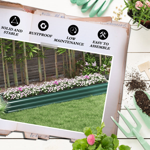 Galvanized raised planter, green