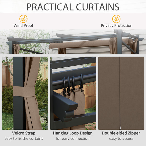 Pergola métallique 10 x 10 avec toit coulissant et rétractable, couleur café