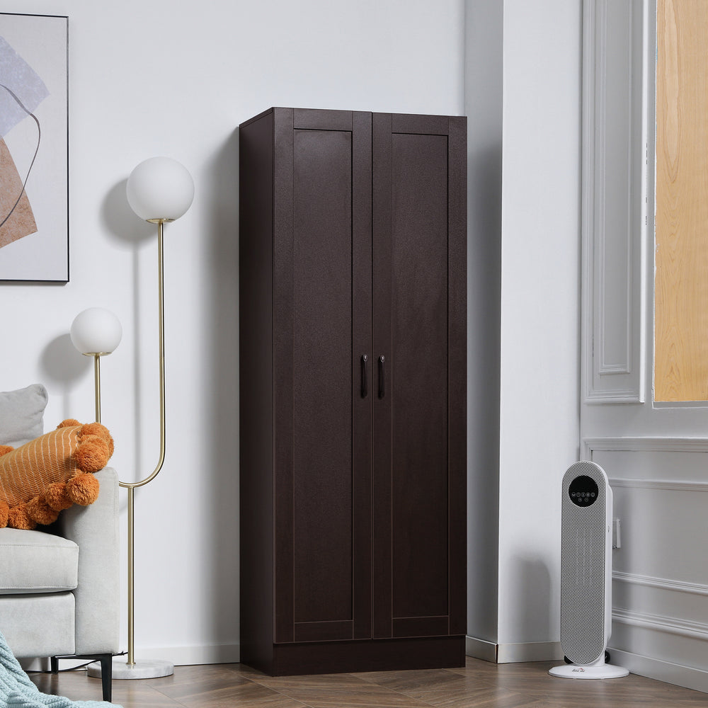 Meuble de rangement avec 2 portes à fermeture douce et 4 étagères, noyer foncé