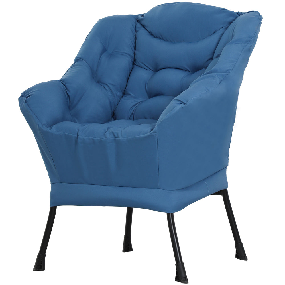 Fauteuil d'appoint avec poches latérales et pieds en acier massif, bleu