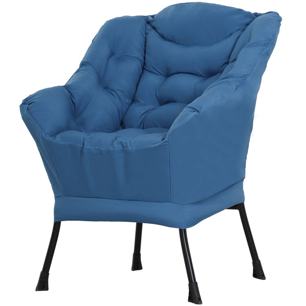Fauteuil d'appoint avec poches latérales et pieds en acier massif, bleu