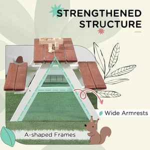 Kids Outdoor Table Set Wooden Toddler Picnic Table and Benches for 4 Kids 3-8 Years, Easy Installation, Natural Wood