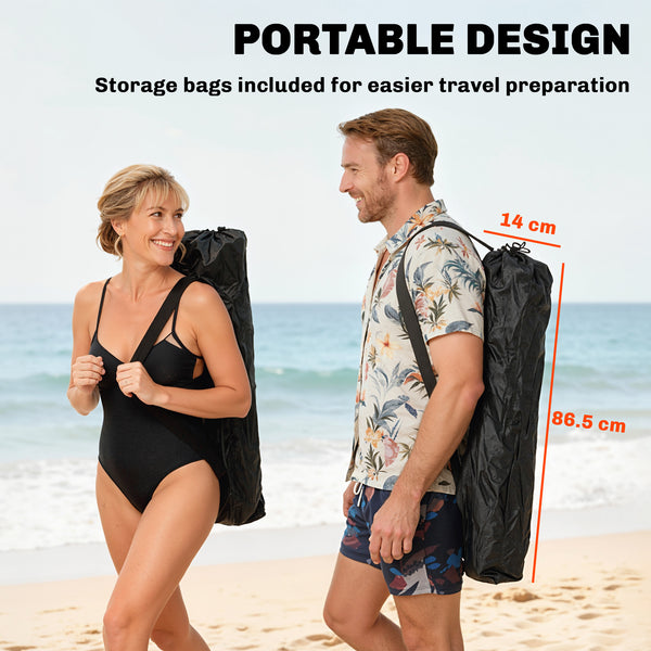 Ensemble de 2 chaises de camping inclinables avec repose-pieds, pliante avec appui-tête, porte-gobelet et sac de rangement, orange