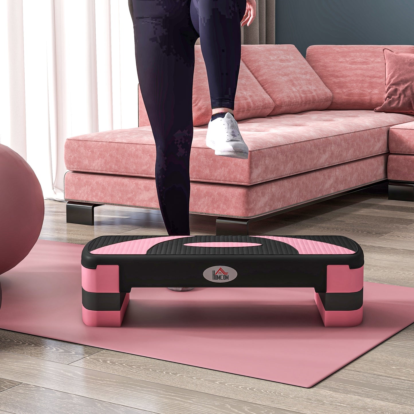 Stepper d'aérobic réglable Soozier, plateforme d'exercice, stepper, rehausseur de yoga, fitness, 10,2 à 15,2 cm, rose