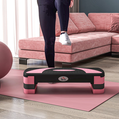 Stepper d'aérobic réglable Soozier, plateforme d'exercice, stepper, rehausseur de yoga, fitness, 10,2 à 15,2 cm, rose
