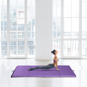 Tapis de gymnastique pliable de 1,22 m x 2,42 m x 5 cm avec poignées de transport, violet