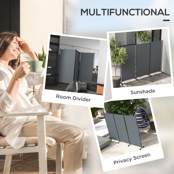 Paravent pliable avec roulettes, gris