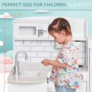 Cuisine pour enfants avec fontaine à eau, micro-ondes et accessoires, blanc