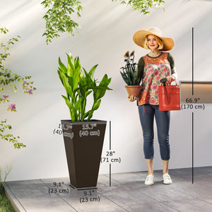 Lot de 3 jardinières de jardin en plastique, marron