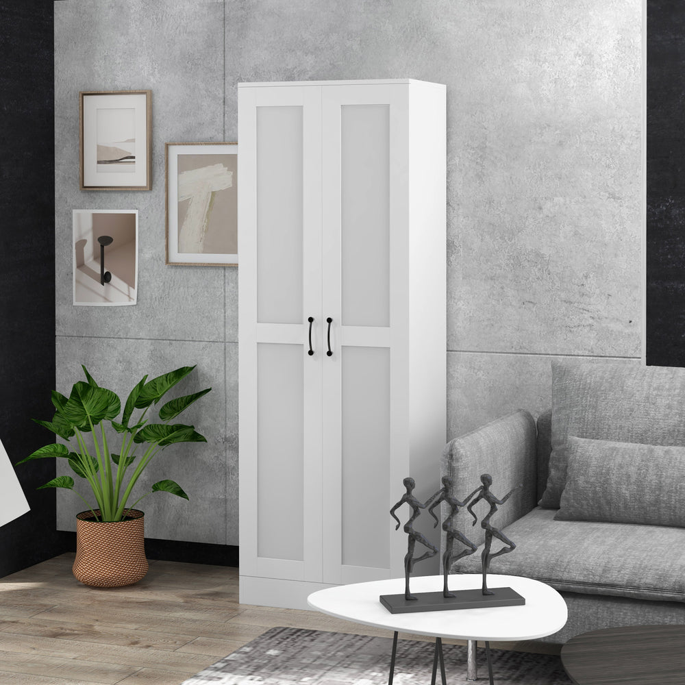 Meuble garde-manger avec rangement et étagères réglables, blanc