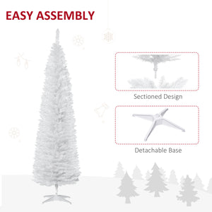 Sapin de Noël artificiel blanc de 7 pieds mince avec support en métal robuste