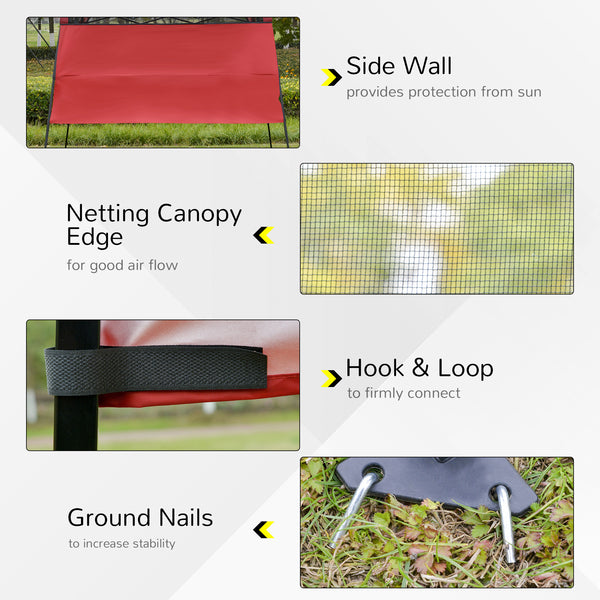 Toit de jardin pliable 7 x 7 avec sac à dos et pieds réglables, rouge et noir