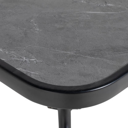 Outsunny Square Outdoor Table, Bistro Coffee Table with Faux Marble Top and 42mm Umbrella Hole, Dark Grey