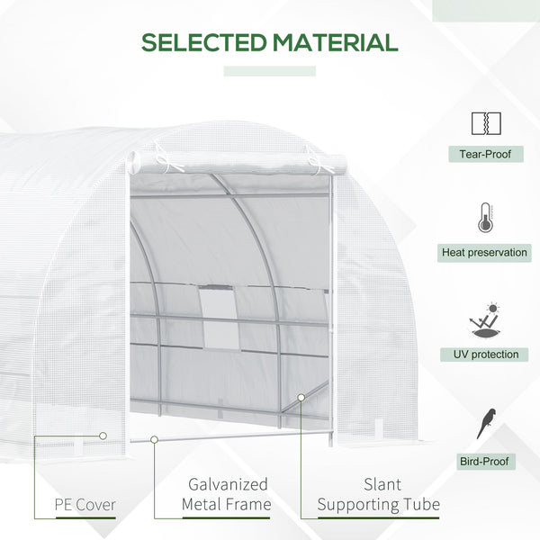 Sturdy tunnel greenhouse with 8 screened windows and stable structure