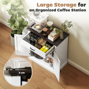 Buffet de rangement avec tiroir, 2 portes et tablette ajustable – Blanc