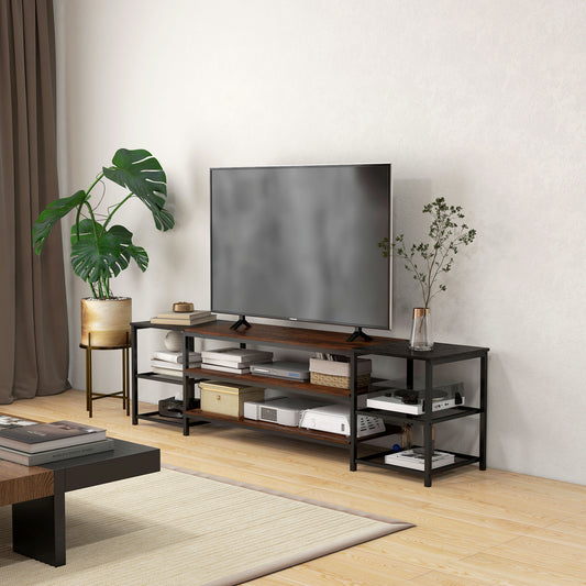 HOMCOM Industrial TV Stand, TV Cabinet for TVs up to 80 inches with Storage Shelf and Steel Frame