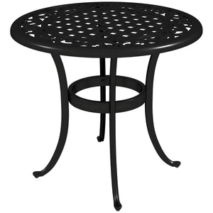 Ф23.6" Round Outdoor Side Table, Cast Aluminum Frame Patio Coffee Side Desk for Patio, Garden, Balcony, Black