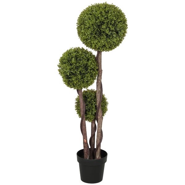Artificial potted plant, 120cm, three-ball tree for indoor and outdoor use, green
