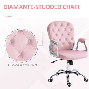 Office chair with adjustable height and padded backrest, pink