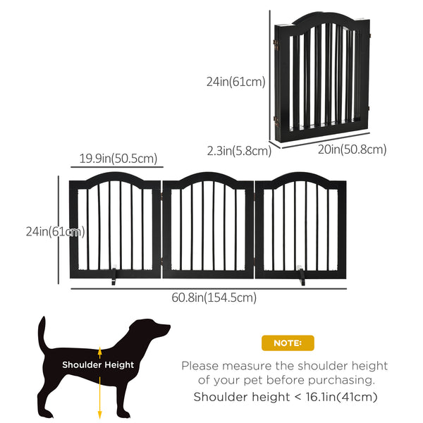 Barrière pour chien pliable à 3 panneaux avec pieds de support, noire