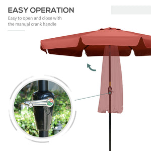 Parasol rond de 8,7 pieds avec inclinaison et manivelle, rouge bordeaux