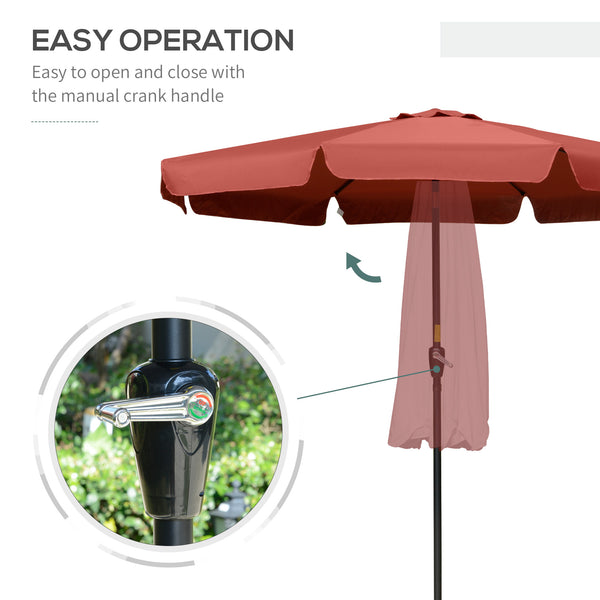 Parasol rond de 8,7 pieds avec inclinaison et manivelle, rouge bordeaux