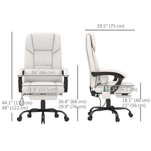 Fauteuil de massage vibrant à 6 points avec repose-pieds rétractable, blanc