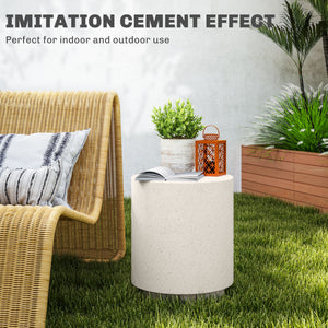 Table d'appoint ronde blanc crème effet béton de 14,5 po – Intérieur et extérieur