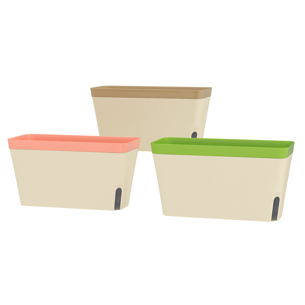 Lot de 3 pots de fleurs à arrosage automatique