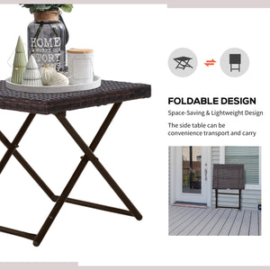 Table basse de jardin pliante en rotin synthétique, marron