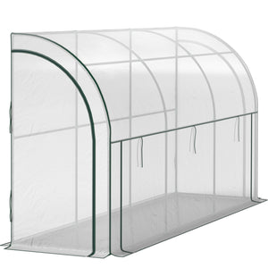 Lean-to greenhouse with doors and a zippered window