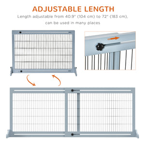 Barrière pour animaux de compagnie en bois autoportante, gris-bleu