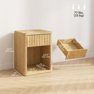Ensemble de 2 tables de chevet modernes, couleur chêne