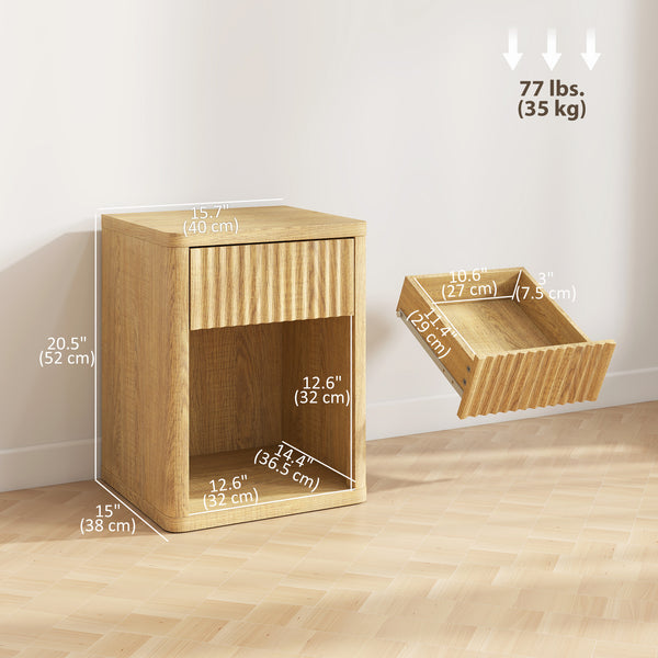 Ensemble de 2 tables de chevet modernes, couleur chêne