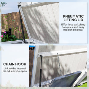 Abri de jardin pour poubelle avec couvercle à chaîne, gris clair