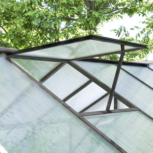 Polycarbonate garden greenhouse, anthracite grey