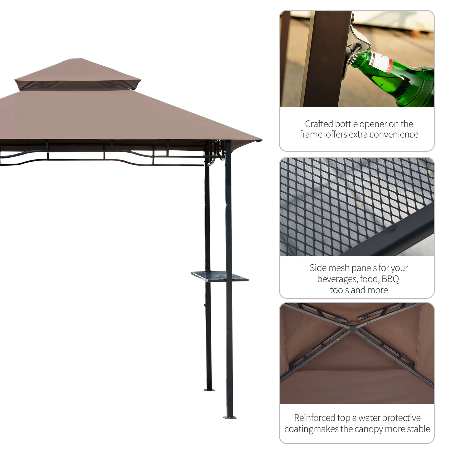 8' x 5' BBQ Tent with Two Tier Canopy for Outdoor Sun Shade