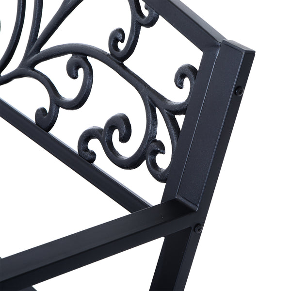 2-Seater Cast Iron Garden Bench for Patio, Black